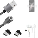 Data charging cable for + headphones Lenovo Legion Y90 + USB type C a. Micro-USB