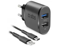 Chargeur secteur Kit voyage USB de recharge avec câble de type C
