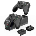 Xbox One Controller Charging Station,Xbox One Charger with Fast charging 2x1200mAh Rechargeable Battery Pack for Xbox One/ X/ S/ Elite Controller-Black(Not for Xbox Series X/S Controller)