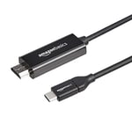 Amazon Basics Câble adaptateur USB-C (source) vers HDMI (écran) compatible avec Thunderbolt 3, 4 K à 30 Hz, 0.91 m, Noir