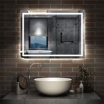 1000x800 Large Illuminated LED Bathroom Mirror with Demister Pad [IP44 Rated] Rectangular Backlit Wall Mounted,Touch Sensor Switch