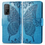 TOPOFU Case for Xiaomi Mi 10T/10T Pro, Stylish PU Leather Wallet Flip Case with Card Holder, Magnetic Closure, Kickstand and Book Style Protective Phone Case(Blue)