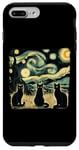 Coque pour iPhone 7 Plus/8 Plus Trois chats Van Gogh Nuit étoilée Amoureux des chats Vintage