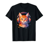 Orange Cat with Headphones T-Shirt