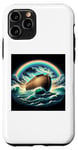 Coque pour iPhone 11 Pro Arche en bois de Noé sur les eaux avec un arc-en-ciel