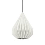 EGLO Suspension luminaire Minting, lampe de plafond avec abat-jour plissé, lustre pour salon et salle à manger, métal noir et papier blanc, douille E27, Ø 31 cm