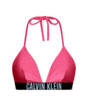 Calvin Klein Womens KW0KW01967 Intense Power Triangle Bikini Top - Fuchsia Polyamide - Size Large
