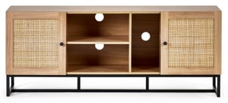 Padstow Rattan TV Unit - upto 60inch - Comes in Oak and Black Options
