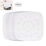 (White)100PCS Air Fryer Paper Non Stick Pads Heat Resistant Perforated
