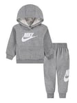 Nike Infants Unisex Club Fleece Hoodie And Jogger Set - Dark Grey, Dark Grey, Size 18 Months