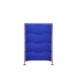 Kartell - Mobil System 2021, Cobalt, 3 Containers, 1 Shelf, Feet