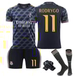 Real Madrid bortaställ för barn 23/24 med strumpor och skyddsutrustning 11 RODRYGO Children's size20