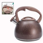 Whistling Tea Kettle with wood grain nylon handle Food Grade Stainless Steel tea kettles stovetop whistling Suitable for All Heat Sources 3L,Brown