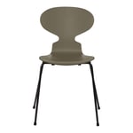 Fritz Hansen - Myran 3101 lackad bokfanér stålstativ svart olive green - Matstolar - Arne Jacobsen - Grön - Metall/Trä