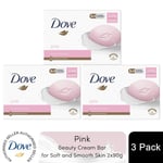 Dove Pink Moisturising Beauty Cream Bar for Soft and Smooth Skin, 2 x 90g, 3pk