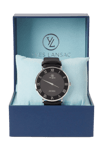 Yves Lansac Klocka med läderarmband WS8317 Svart