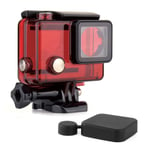 SOONSUN Standard Protective Waterproof Dive Housing Case for GoPro Hero 4, 3+, 3, Hero3, Hero4 Black Silver Camera - Up to 40 Meters (131 feet) Underwater -Transparent Red