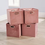 Cube Pack of Four Canvas Fabric 33x37cm Large Storage Insert Boxes
