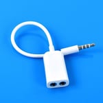 White 3.5mm 1 Male Plug to 2 Female Jack Earphone Headset Splitter Adapter Cable