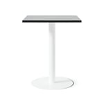 Cafébord Kvadrat - Runt pelarstativ, Storlek 60x60 cm, Bordsskiva Svart, Stativ Vit