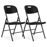 Set med 2 fällbara stolar, cateringset, metall, HDPE, svart, ModernHome