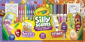 CRAYOLA - Silly Scents, Set de coloriage 55+ pièces, Feutres, Crayons, Crayons de cire parfumés, Activité créative, 3 ans et plus, 04-0642