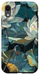 Coque pour iPhone XR Style de peinture à l'huile de fleurs de lotus Art Design