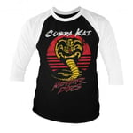 Hybris Cobra Kai Never Dies Baseball 3/4 Sleeve Tee (WhiteBlack,XL)