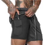 3DWY NEW Zip Pocket Men Joggers Shorts 2 in 1 Sports Short Pants Gyms Fitness Bodybuilding Workout Quick Dry Male Running Shorts