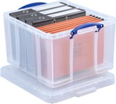Really Useful Plastic Box Square 42LClear Stacking Storage Bin Complete With Lid