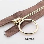 SSHELL 5# 60/70/80/90/100/120/150 cm metal zipper open-end auto lock circle for sewing clothing rose gold zipper (Color : Coffee, Size : 70cm)