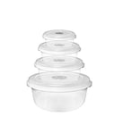 VTL® Plastic Food Container | Set of 4 | Round Nest-able Microwave | Storage Containers