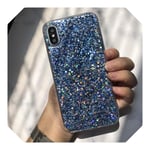 Shining Sequin Glitter Phone Case For iPhone 11 Pro Max 6 6S 8 7 Plus 11 X XR XS Max 5 5S SE 2 2020 Crystal Bling Silicone Cover-Blue-For iPhone XR