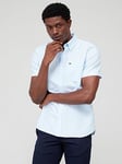Lacoste Short Sleeve Oxford Shirt - Blue, Light Blue, Size M, Men
