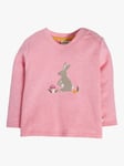 Frugi Baby Orion Bunny Applique Top, Pink Marl