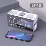 Smart 3D Surround Mini Car Wireless Bluetooth Speaker Clock Radio, LED Display Dual Alarm Clock,black,alarm clock digital ANJT (Color : White)
