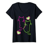 Womens Kittens Cats Cats Hearts Valentine Valentine's Day Friends V-Neck T-Shirt