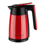 Vektra VEK-1703R Vacuum Insulated Environmentally Eco Friendly Easy Pour Cordless Kettle, 1.7 Litre, Red