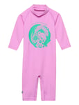 Dolphine Sun Jumpsuit Bubblegum 110/116 Sport Uv Clothing Uv Suits Pink ISBJÖRN Of Sweden