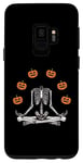Coque pour Galaxy S9 Squelette de jonglage Halloween Yoga avec lanternes Jack O'