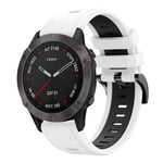 Garmin Fenix ​​​​6 Sapphire Silikon Klokkebånd, 22 mm - Hvit, Svart