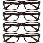 Company Brown Tortoiseshell Läsglasögon Värdepaket 4-pack Designer Stil Män Kvinnor RRRR92-2 +3.00 Brun Sköldpadda Brun Sköldpadda Brown Tortoiseshell +3.00 Magnification