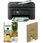 Epson WorkForce WF-2930DWF Print/Scan/Copy Wi-Fi Colour Printer 604 Pineapple, Genuine Black Ink Cartridge 604 Pineapple, Genuine Multipack, Eco-Friendly Packaging