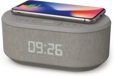 Bedside Wireless Charging Non Ticking Radio Alarm Clock with Dimmable LED - Dual