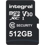 Integral 512 Gt:n valvontakameran microSD-kortti kojelautakameroille, kotikameroille, valvontakameroille, vartalokameroille ja droneille
