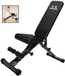 Suge Adjustable Weight Bench Foldable Workout Bench Sit-up Board For Home Abs Fitness Equipment Folding Bench Press Stool (Color : Black, Size : 48 * 40.5 * 125cm)