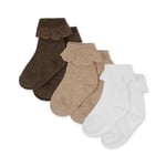 Konges Sløjd 3pk frill socks – optic white/sand/brown - 17-18
