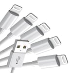 Magnet Lot 5 Câble de Charge, Chargeur 1M Lightning vers USB Classique, Charge Optimale - Pour Apple Iphone, Airpods, iPad