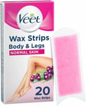 Veet  EASY GEL Wax Strips for Legs & Body, Normal, 20strips