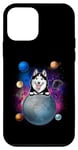 Coque pour iPhone 12 mini Siberian Husky On The Moon Galaxy Funny Dog In Space Puppy